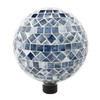 Very Cool Stuff Mosaic Glass Gazing Globe with Hanging Chain, Blue Triangle & Square Tile, 10in