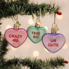 Old World Christmas Blown Glass Ornament for Christmas Tree, Conversation Hearts (Set of 3)