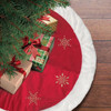 Old World Christmas Red Embroidered Christmas Tree Skirt, Snowflakes with Faux Fur Trim, 48in