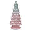 Old World Christmas Battery-Operated Pre-Lit Frosted Glass Christmas Tree, Pink and Blue, 14"