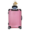 Old World Christmas Blown Glass Ornament for Christmas Tree, Pink Rolling Suitcase