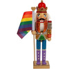 Kurt Adler Wooden Nutcrackers, Gay Pride Nutcracker with Colorful Pride Flag, 12"