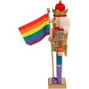 Kurt Adler Wooden Nutcrackers, Gay Pride Nutcracker with Colorful Pride Flag, 12"