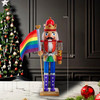 Kurt Adler Wooden Nutcrackers, Gay Pride Nutcracker with Colorful Pride Flag, 12"