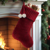 Old World Christmas Knit Christmas Stocking, With White Pompoms, 24in