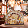 Kurt Adler Battery-Operated Lighted LED Wooden Village House With Ice Skiers Table Piece, 18"