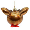 Kurt Adler Glass Ornament for Christmas Tree, Rudolph The Red Nose Reindeer Rudolph Head, 3.75"