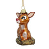 Kurt Adler Glass Ornament for Christmas Tree, Rudolph The Red Nose Reindeer Baby Rudolph, 3"