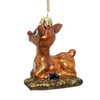 Kurt Adler Glass Ornament for Christmas Tree, Rudolph The Red Nose Reindeer Baby Rudolph, 3"