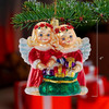 Kurt Adler Noble Gems Glass Ornament for Christmas Tree, Angels with Bag of Gifts, 4"