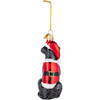 Kurt Adler Noble Gems Glass Ornament for Christmas Tree, Black Labrador Retriever in Santa Suit, 3.5"
