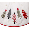 Kurt Adler Christmas Tree Skirt with Embroidered Tree Pattern Design, White, 50in