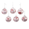 Kurt Adler Glass Ball Ornaments for Christmas Tree, Silver & Red Snowflake (Pack of 6)