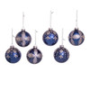 Kurt Adler Glass Ball Ornaments for Christmas Tree, Navy & Silver (Pack of 6)