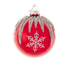 Kurt Adler Glass Ball Ornaments for Christmas Tree, Red & Silver Snowflake (Pack of 6)
