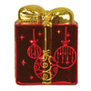 Old World Christmas Battery-Operated Lighted Ceramic Tabletop Decoration, Gift Box, Gold & Red, 4"