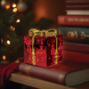 Old World Christmas Battery-Operated Lighted Ceramic Tabletop Decoration, Gift Box, Gold & Red, 4"