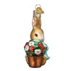 Old World Christmas Blown Glass Ornament for Christmas Tree, Peter Rabbit With Flower Pot