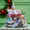 Kurt Adler Plastic Christmas Lighted Tabletop Figurine, Musical Church, 15in