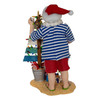 Kurt Adler Battery Operated Fabriche Christmas Figurine, Beach Santa with Lighted Sign, 10.5in