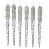 Kurt Adler Acrylic Ornament for Christmas Tree, Glittered Icicles (Pack of 6)