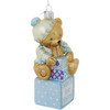 Kurt Adler Noble Gems Glass Ornaments for Christmas Tree, "Baby's First Christmas" Baby Bears on Blocks, Assorted (Pack of 2)