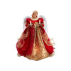 Kurt Adler UL 10 Light Christmas Tree Topper, Angel, Red & Gold, 14in