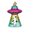 Old World Christmas Blown Glass Ornament for Christmas Tree, Cow Abduction