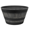 Garden Elements Timberline Barrel-Style Round Planter, Black, 18in