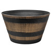 Garden Elements Timberline Barrel-Style Round Planter, Light Brown, 18in