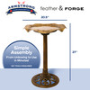 Armstrong Wild Bird Food Feather & Forge Elegant Polymer Bird Bath, Bronze, 27in