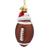 Kurt Adler Noble Gems Glass Football with Santa Hat Ornament, 3.5in