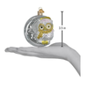 Old World Christmas Blown Glass Sterling Snow Owl on Moon Ornament