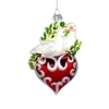 Kurt Adler Noble Gems Glass Heart with Doves Ornament, 5.5in