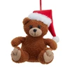 Kurt Adler Plush Teddy Bear Christmas Ornament with Santa Hat, 7in