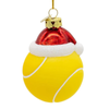 Kurt Adler Noble Gems Glass Ornament, Tennis Ball with Santa Hat, 3in