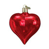 Old World Christmas Blown Glass Christmas Ornament, Shiny Red Heart (With OWC Gift Box)