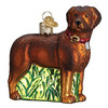 Old World Christmas Glass Blown Ornament, Standing Chocolate Lab (With OWC Gift Box)