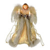 Kurt Adler 10-Light Angel Christmas Tree Topper, Ivory & Gold, 10.25in