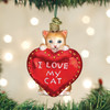 Old World Christmas Blown Glass Ornament for Christmas Tree, I Love My Cat