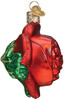 Old World Christmas Glass Blown Ornament for Christmas Tree, Red Rose
