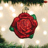 Old World Christmas Glass Blown Ornament for Christmas Tree, Red Rose