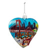 Kurt Adler Glass Ornament for Christmas Tree, CityScape Collection, San Francisco Heart, 4"