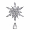 Kurt Adler Un-Lit Star Treetop, 3-D Multi-Point Design with Coil Base— Silver Glitter, 15.5"