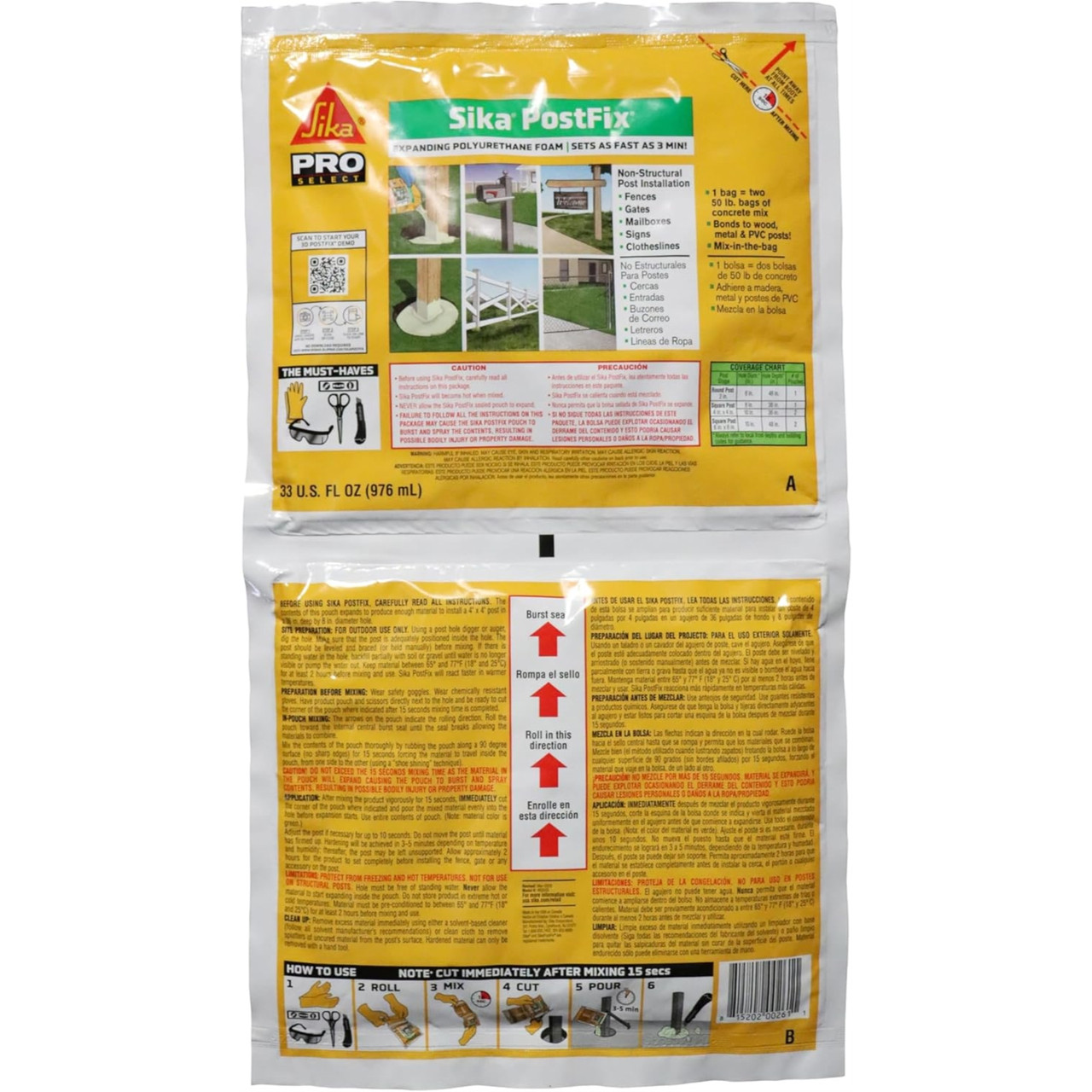 Sika PostFix Mix-in-Bag Fence Post Mix, 33 fl. oz. - Esbenshades