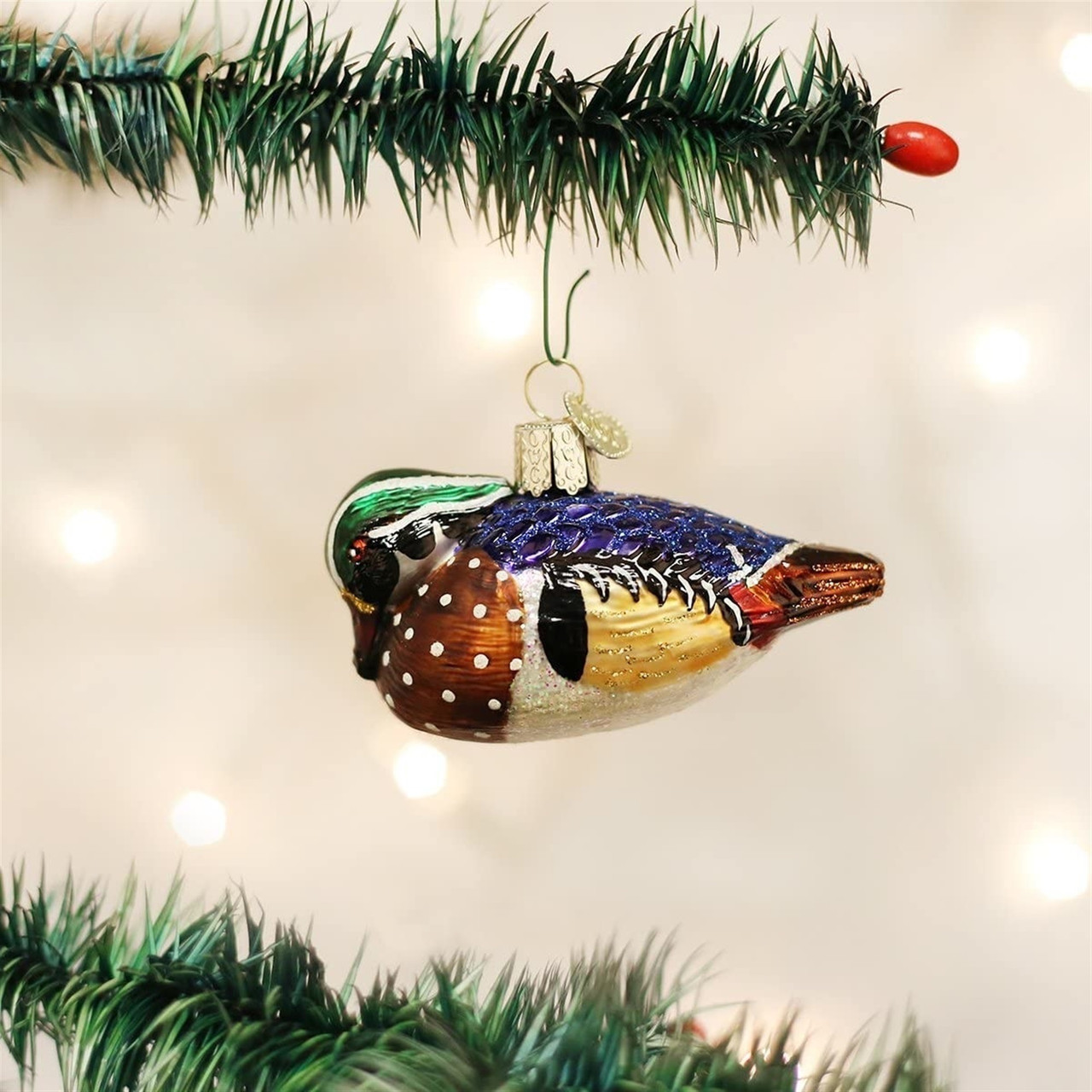 Old World Christmas Glass Ornament Wood Duck - Thumbnail 2