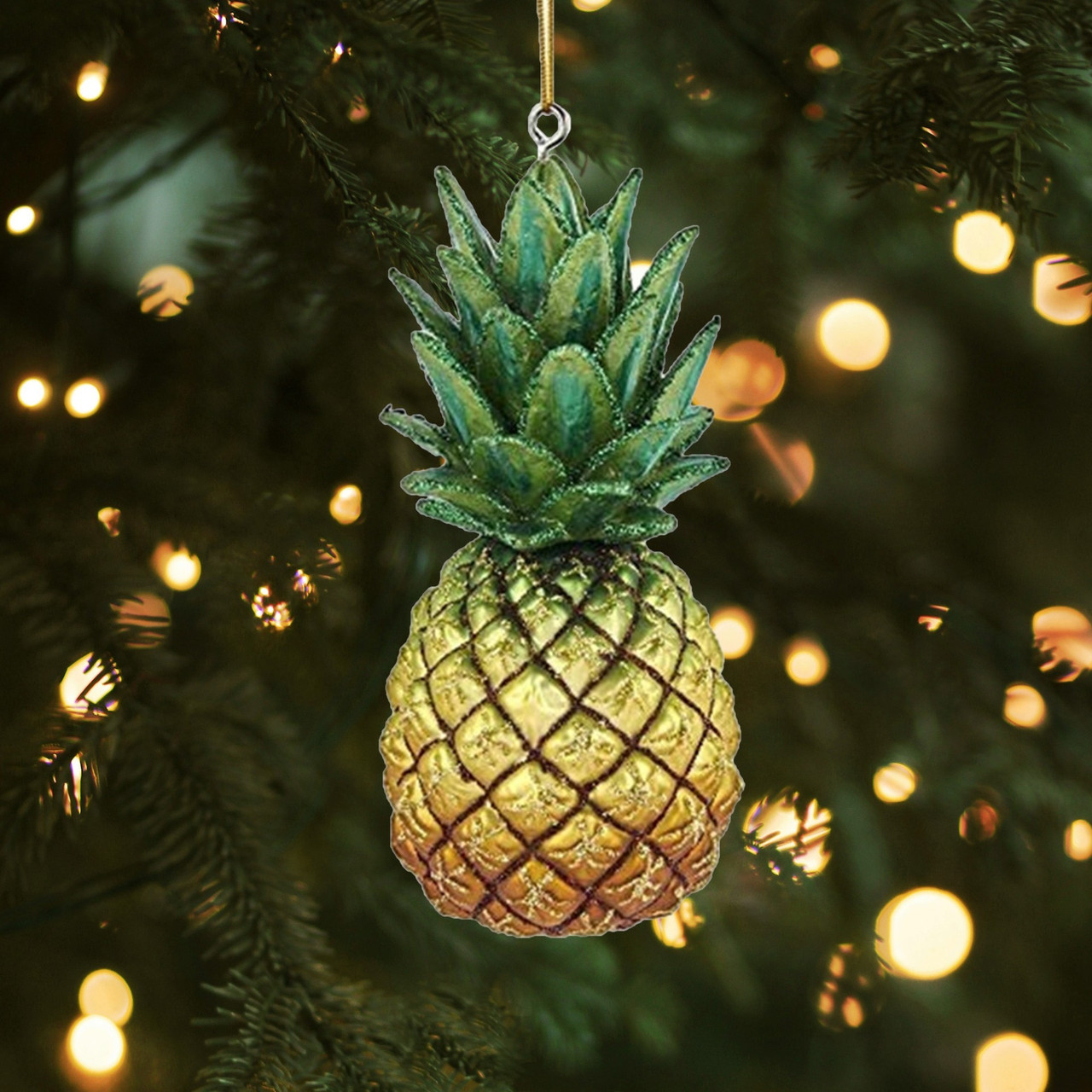 Kurt Adler Noble Gems Glass Ornament, Pineapple