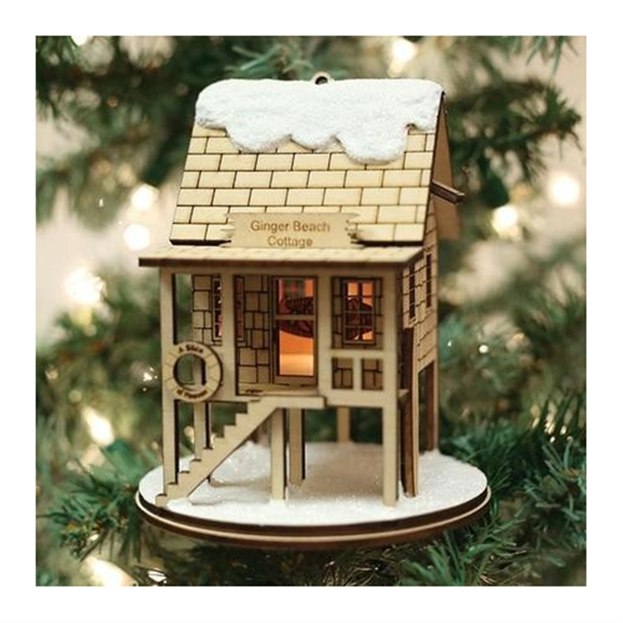 Old World Christmas Wooden Ginger Cottages Ornament, Haunted Pumpkins