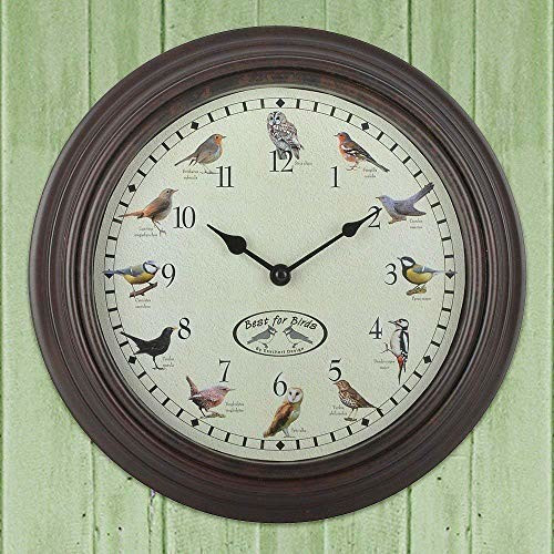 Esschert Design (#FB416) Bird Sounds Clock, Dark Brown - Esbenshades