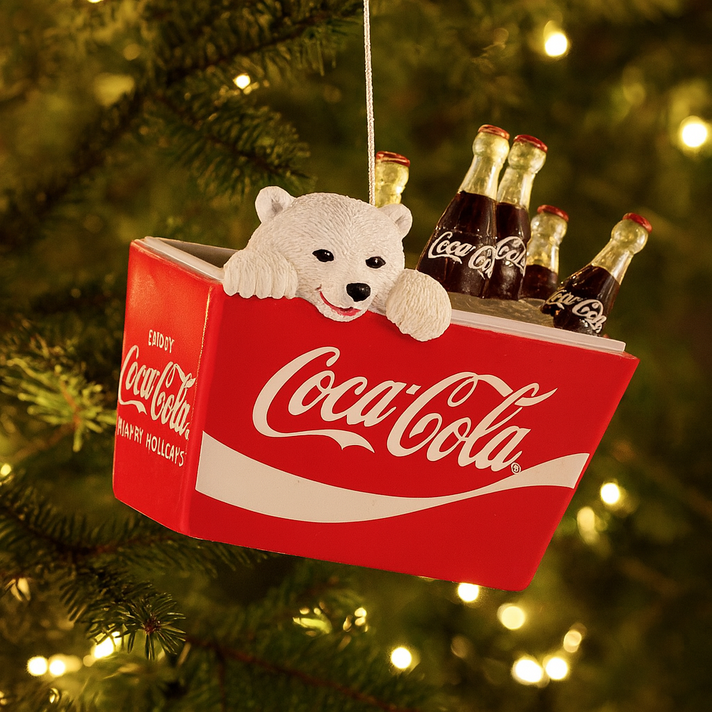 Kurt Adler (#CC2115) Polar Bear Cub in Coke Cooler Ornament, 2.75